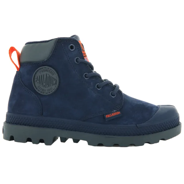 Palladium Peuter/kleuter leren veterschoenen met profielzool - donkerblauw