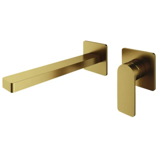 Wastafelkraan Hotbath Gal Inbouw Mengkraan 18 cm Geborsteld Messing PVD Excl. Inbouwdeel