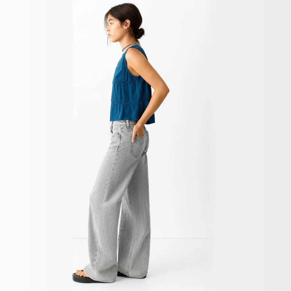 Mango TEEN wide leg jeans - grijs, foto 4