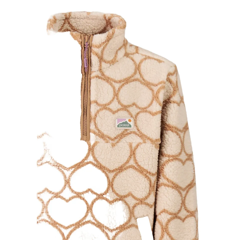Protest rechtvallende teddy sweater met hartjes - beige, foto 3