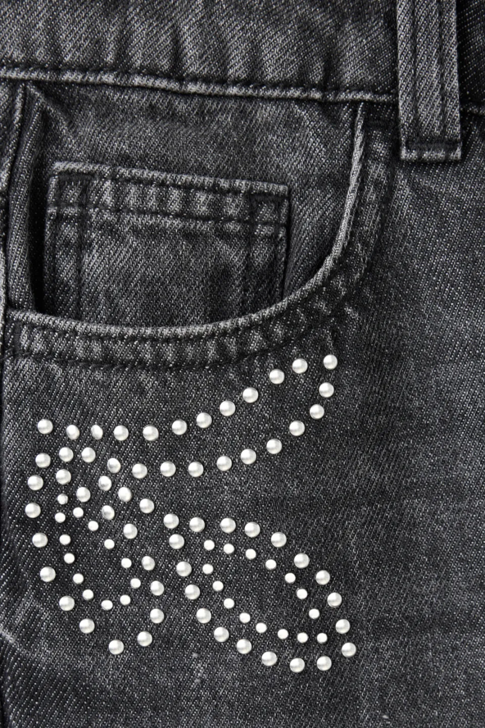 Mango Kids regular waist wide leg jeans met studs en print - grijs, foto 5