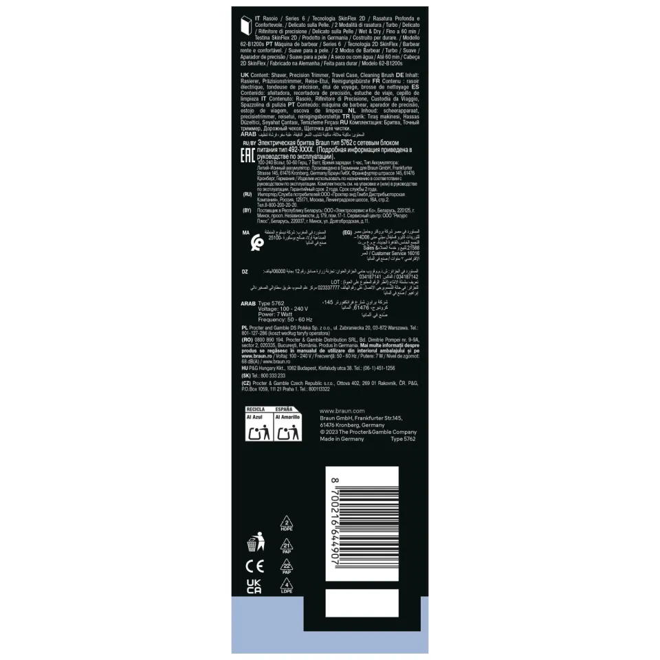 Braun Series 6 62-B1200S elektrisch scheerapparaat blauw, foto 3