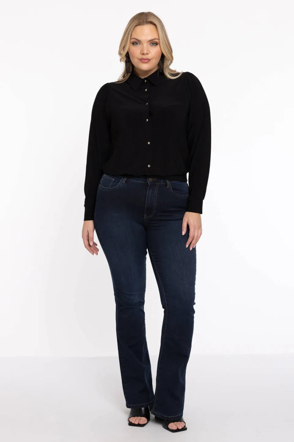 Yoek high waist flared jeans dark denim
