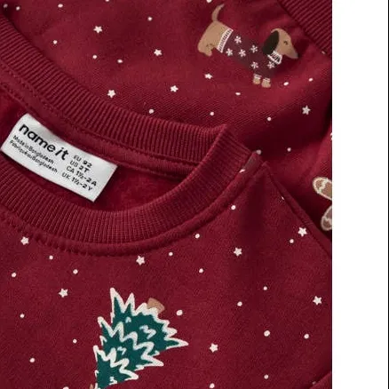 NAME IT MINI sweater met print - donkerrood, foto 3