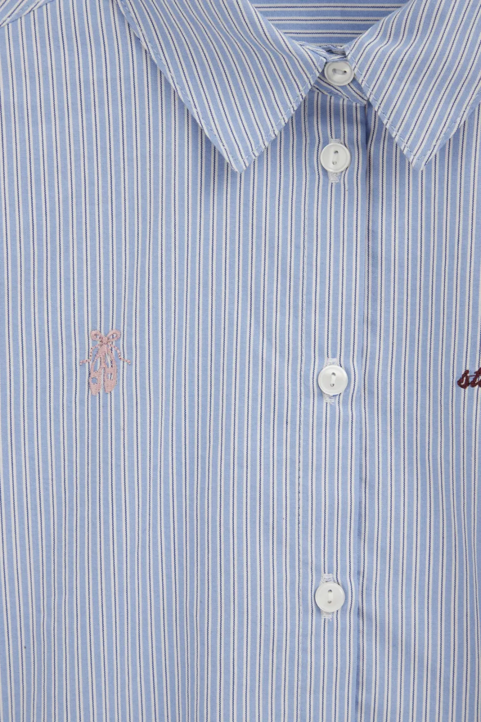 WE Fashion gestreepte blouse met borduursels lichtblauw lichtblauw/ecru, foto 6