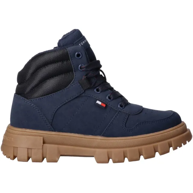Tommy Hilfiger Schoolkind/tiener veterschoenen met profielzool - donkerblauw/zwart