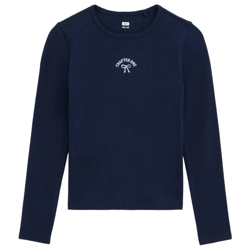 WE Fashion longsleeve donkerblauw meisjes, foto 2