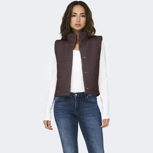 Only teddy gilet donkerbruin, foto 3