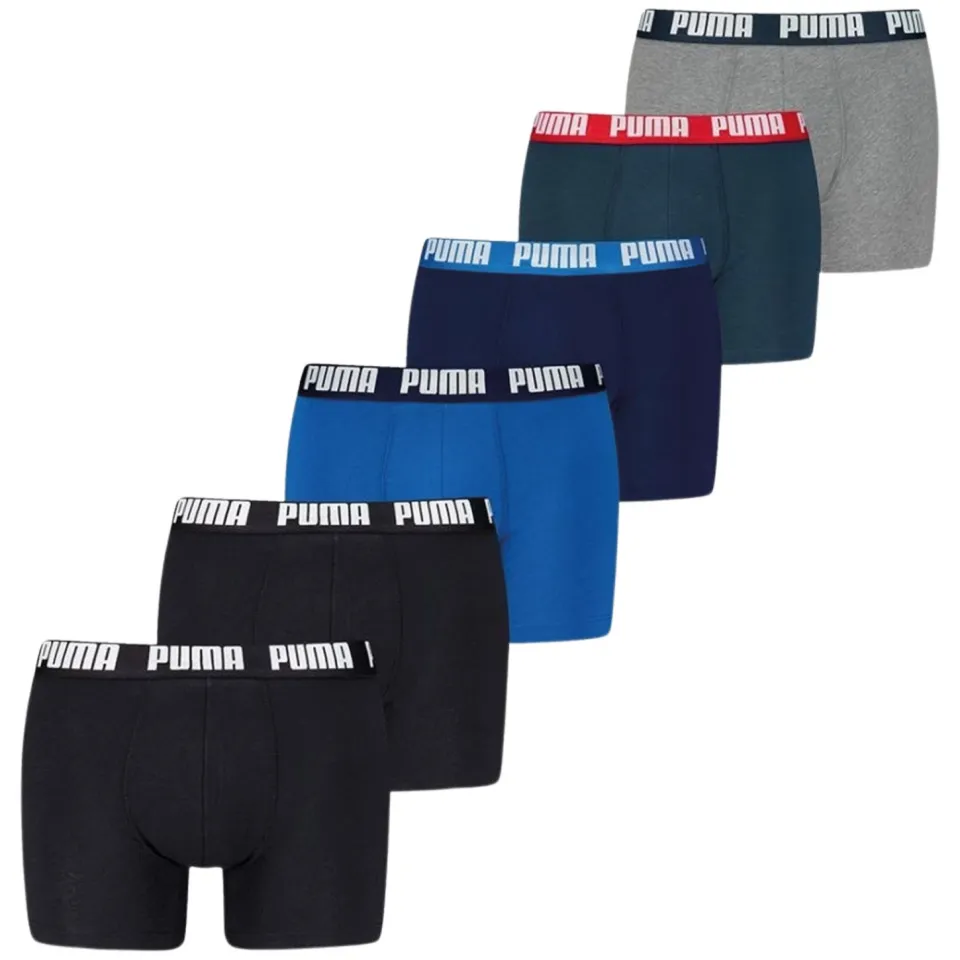 Puma Boxershort van katoenmix in een set van 6 model 'Everyday' zwart - blauw - grijs - wit - rood