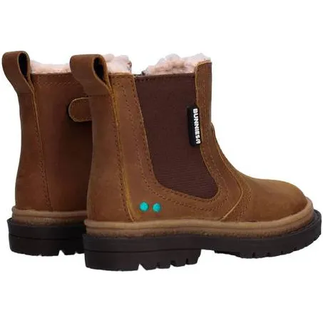 BunniesJR leren enkelboots met profielzool - cognac, foto 3