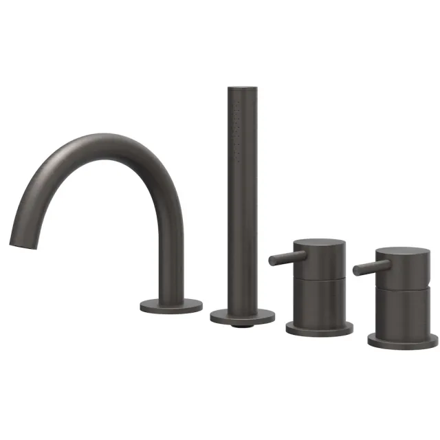 IVY Badrandcombinatie IVY Concord 4-gats Mengkraan Met Uittrekbare Handdouche Draaibare Uitloop RVS316 Geborsteld Carbon Black PVD Geborsteld RVS316 Carbon Black PVD