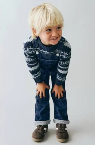 Mango Kids gebreide trui met print - middenblauw, foto 3
