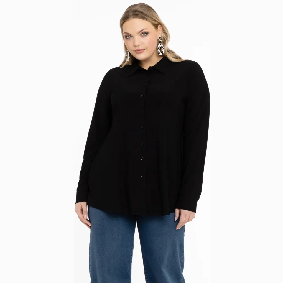 Yoek kort A-lijn blouse zwart