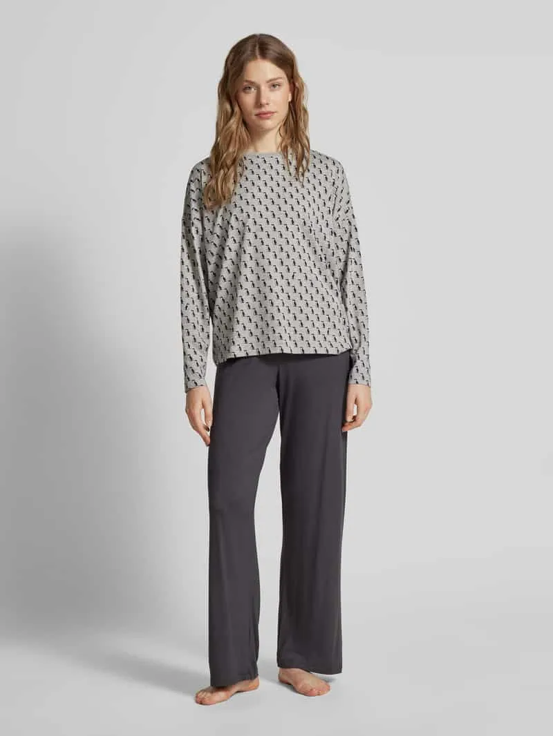 Mey Relaxed fit pyjamabroek met elastische band grijs