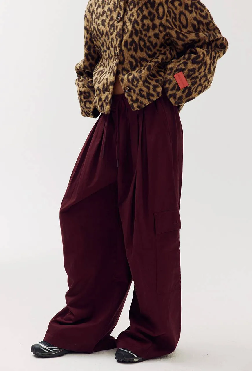 Harper & Yve Lenne-pa wide leg cargobroek donkerrood bordeaux, foto 6