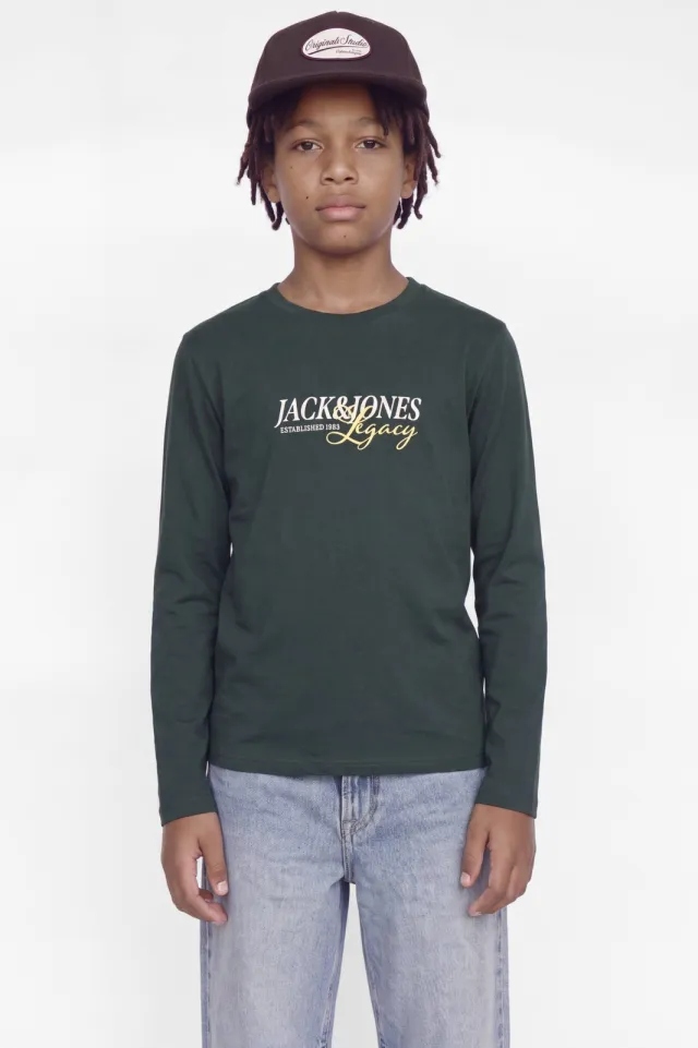 Jack & Jones JUNIOR longsleeve met logo - donkergroen