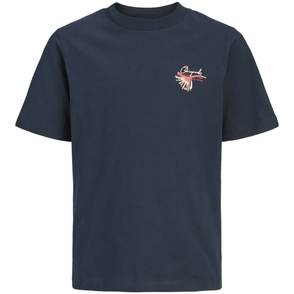 Jack & Jones junior t-shirt met backprint donkerblauw, foto 3