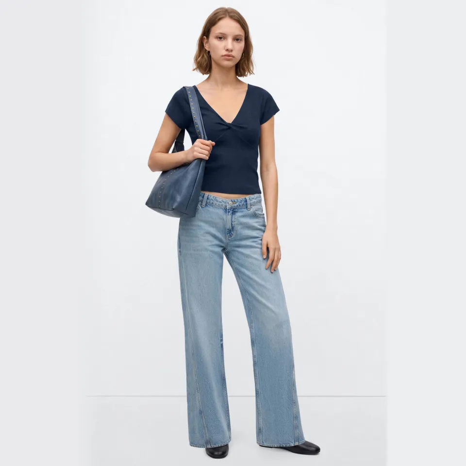 Mango Teen gebreide top donkerblauw