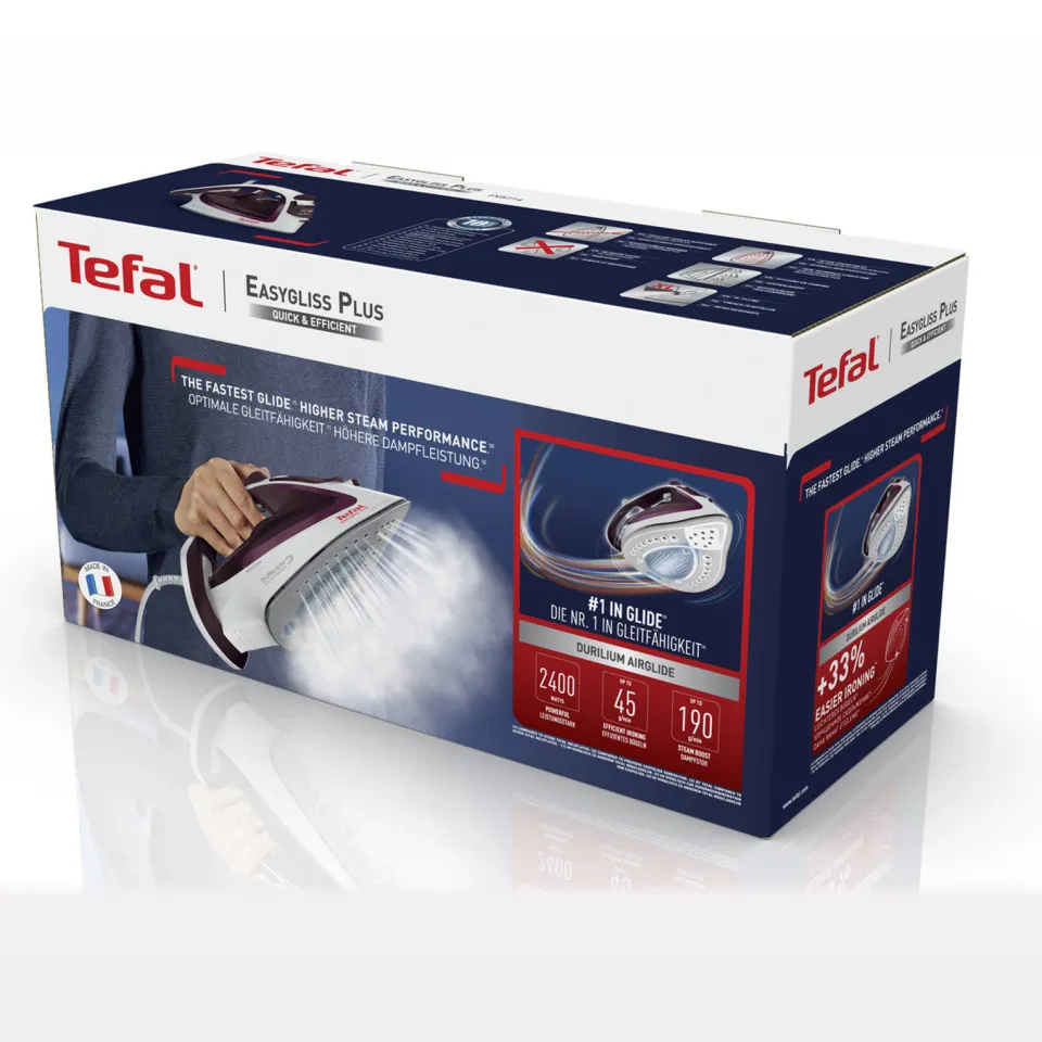 Tefal Easygliss Plus FV5714 stoomstrijkijzer wit-bordeaux, foto 4