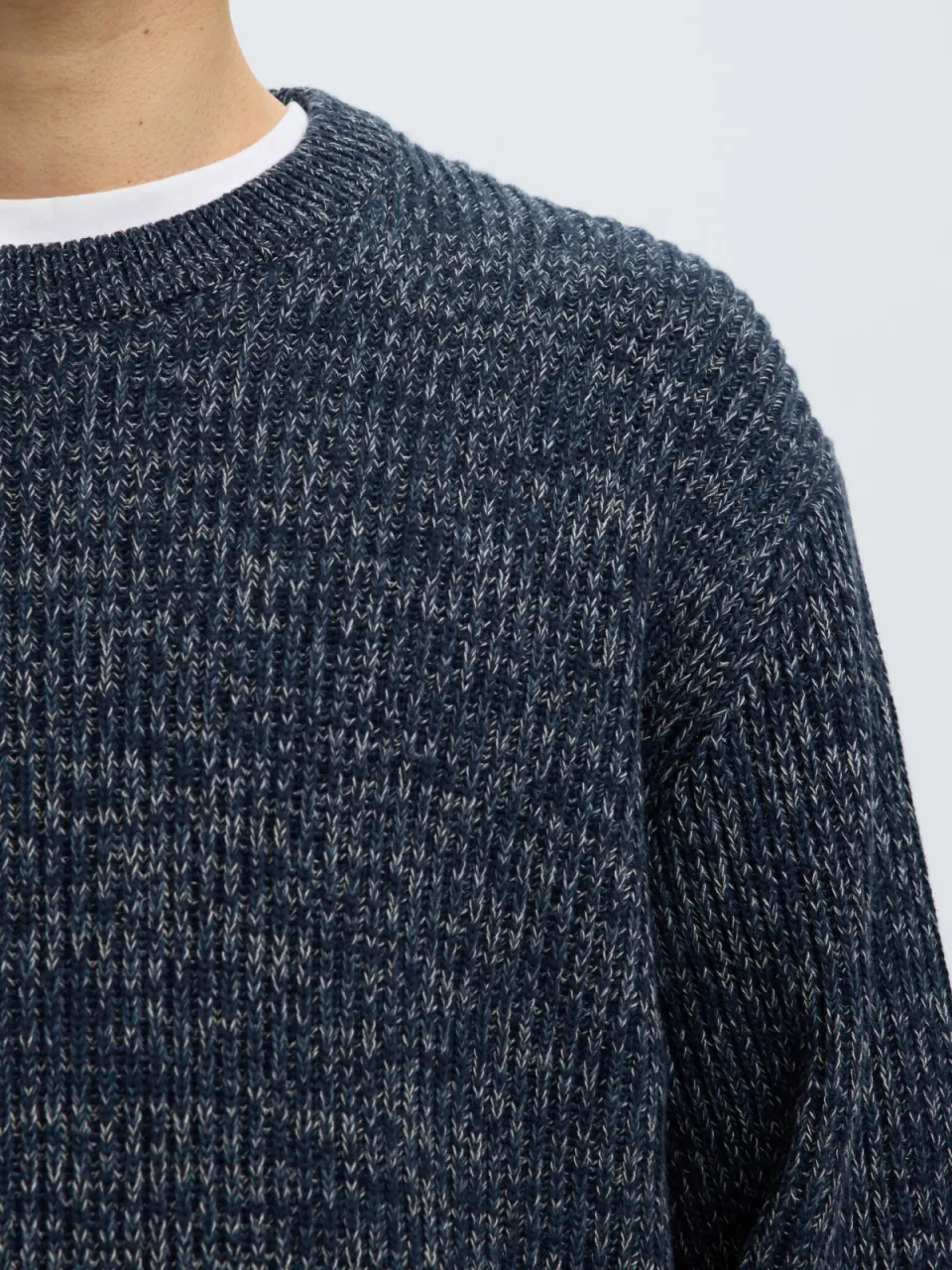 Selected katoenen regular fit gebreide trui - donkerblauw, foto 3