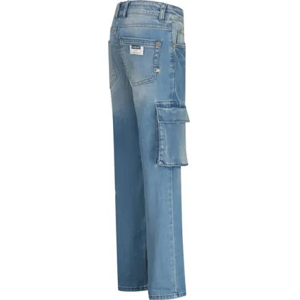 Vingino straight leg cargo jeans light blue denim Blauw Jongens Katoen, foto 2