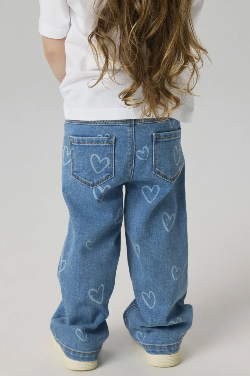 NAME IT MINI NMFROSE wide leg jeans met hartjes - mediumblauw, foto 4