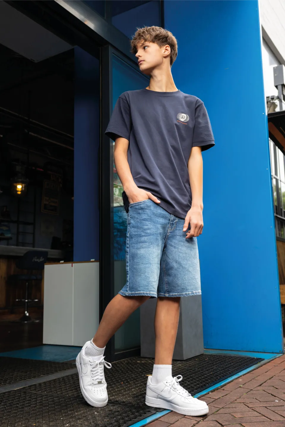 Rellix T-shirt met backprint donkerblauw