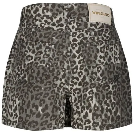 Vingino denim skort met panterprint grijs, foto 3
