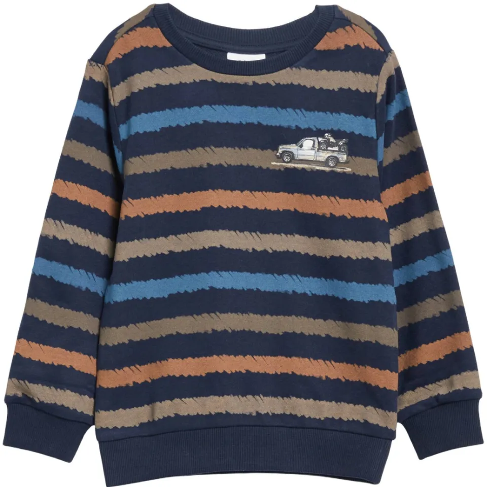 s.Oliver junior gestreepte sweater - donkerblauw/cognac/beige, foto 2