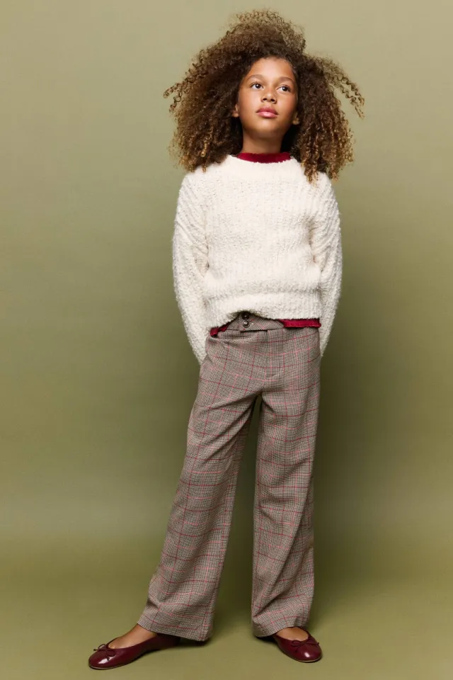 Mango Kids geruite pantalon bruin/rood
