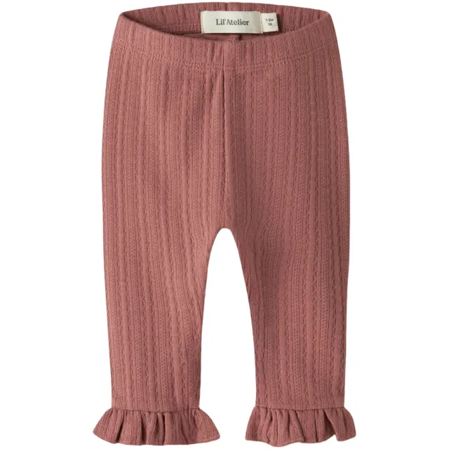 Lil' Atelier gebreide legging met ruches oudroze