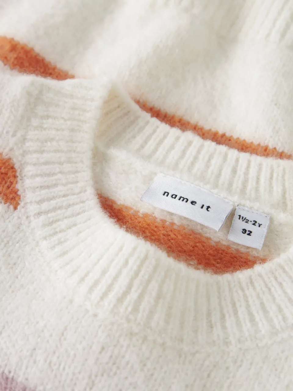 NAME IT MINI trui wit gebreid Meisjes Polyester Ronde hals Streep, foto 4
