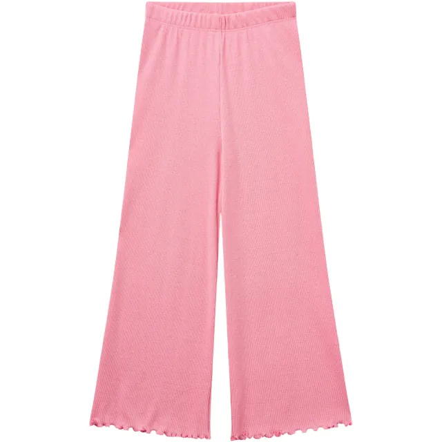 Copenhagen Colors wide leg casual broek met golvende afwerking roze