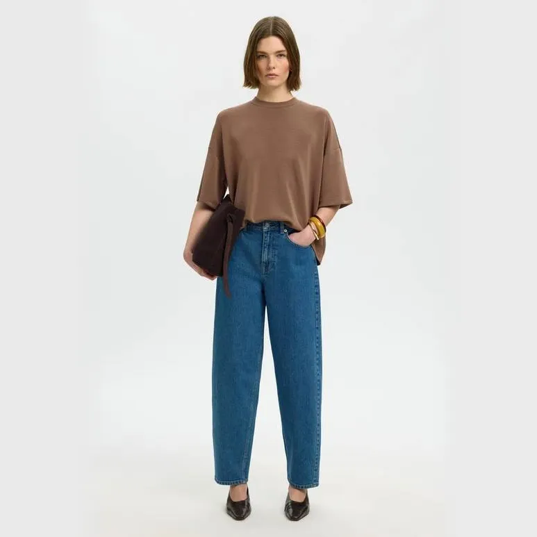 SELECTED WOMEN Slfoversized Tenny Tee t-shirt bruin, foto 4