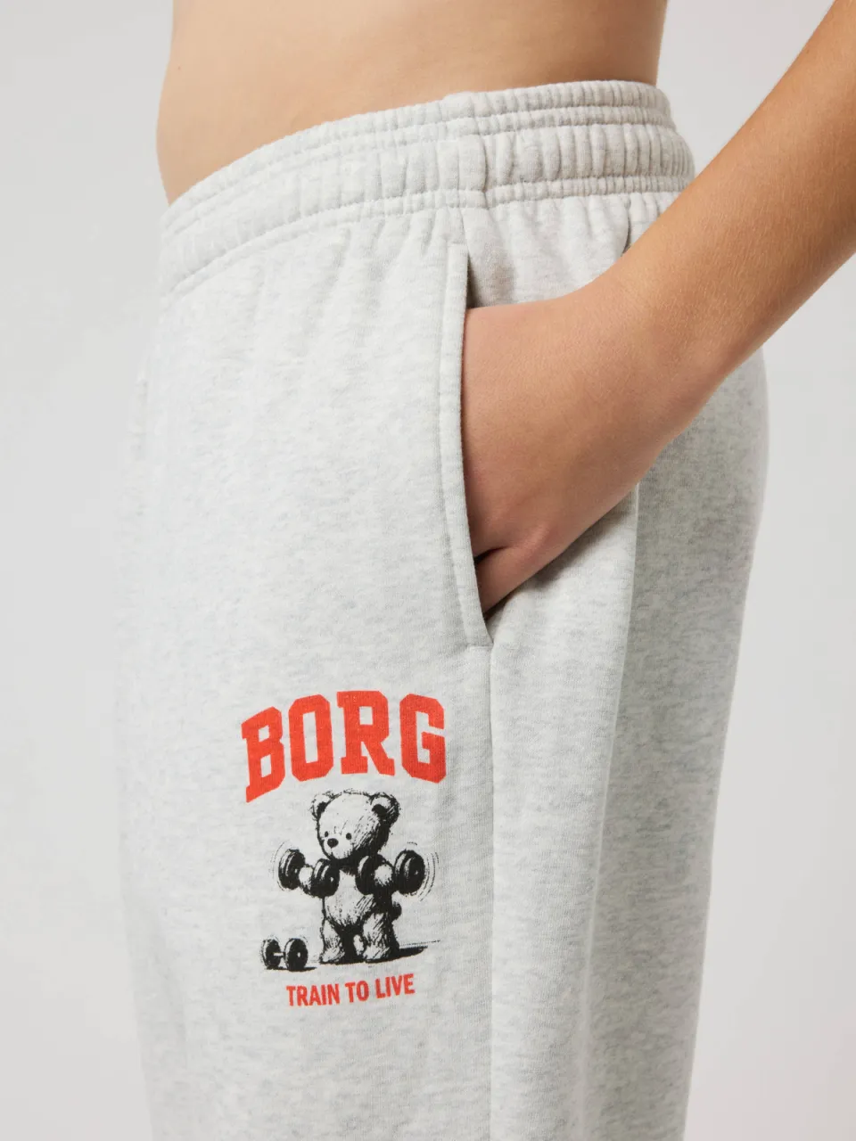 Björn Borg joggingbroek met logo lichtgrijs melange, foto 4