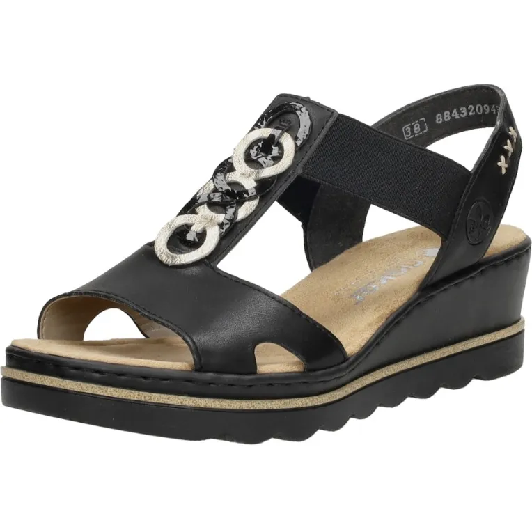 Rieker sandalen zwart met hak, foto 3