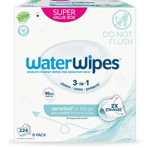 WaterWipes Sensitive On The Go Doekjes – 224 stuks (8 verpakkingen), foto 3