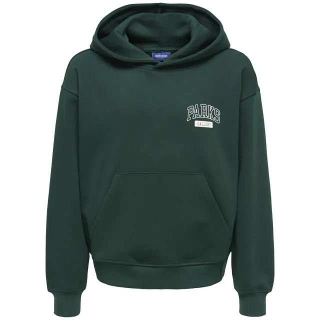 Only & Sons JUNIOR hoodie met backprint - donkergroen
