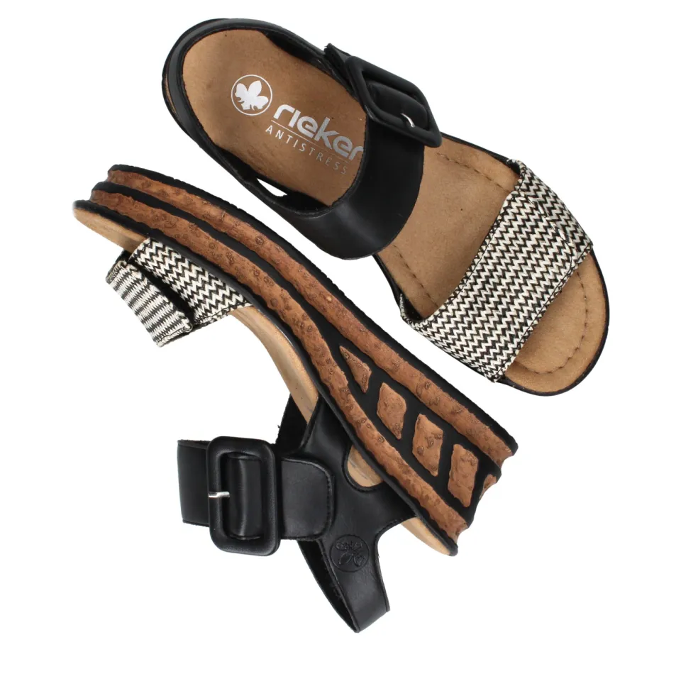 Rieker 68172-00 sleehak sandalen zwart, foto 6
