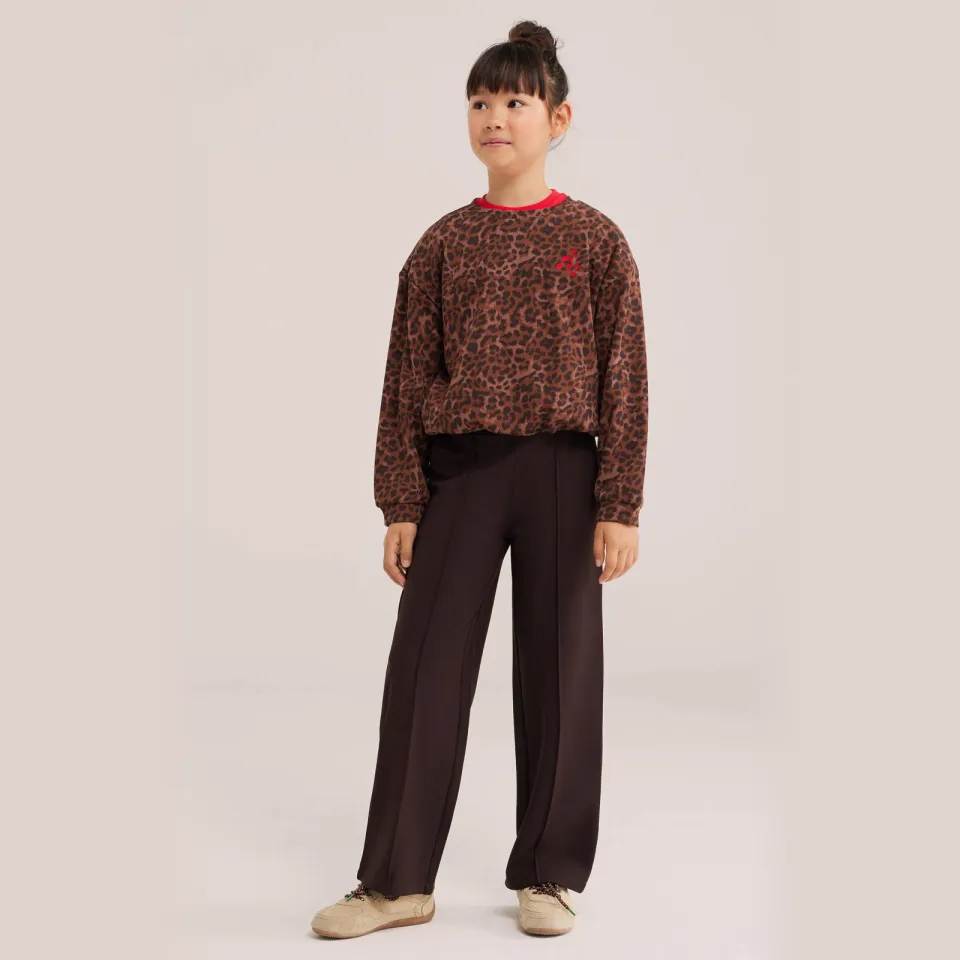 WE Fashion sweater met panterprint - bruin
