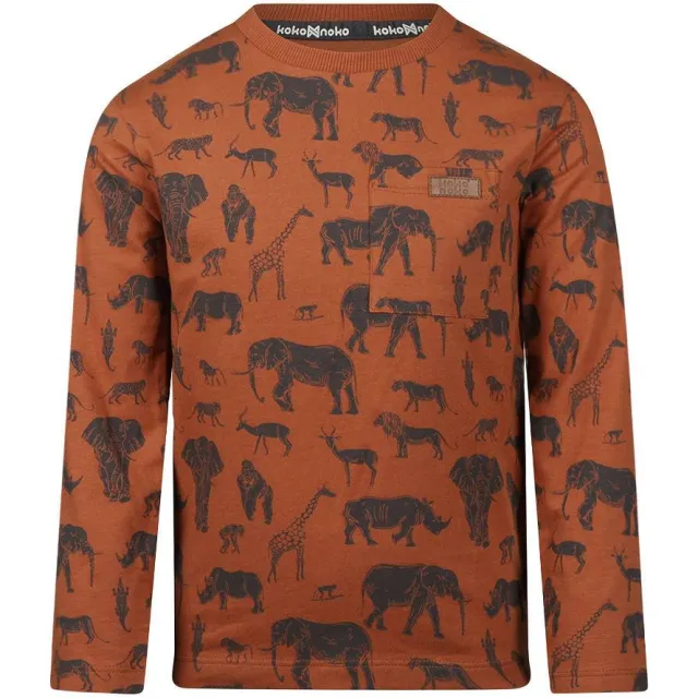 Koko Noko longsleeve met dierenprint donkeroranje, foto 2