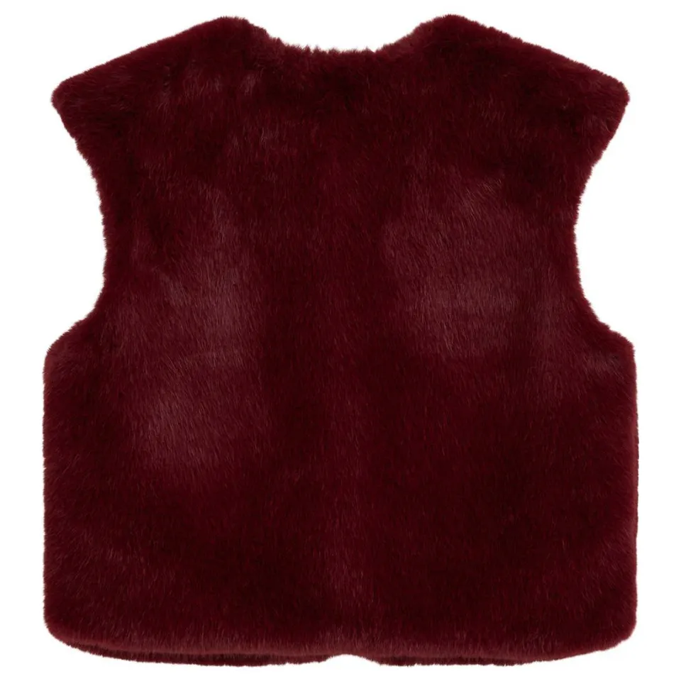 WE Fashion imitatiebont gilet - donkerrood, foto 3