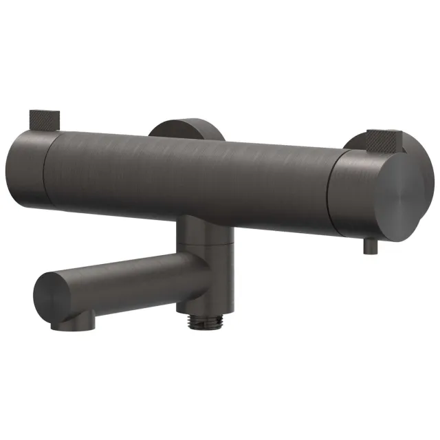 IVY Badthermostaatkraan IVY Tribe Opbouw Omstel Met Draaibare Baduitloop Met Omstel RVS316 Geborsteld Carbon Black PVD Geborsteld RVS316 Carbon Black PVD