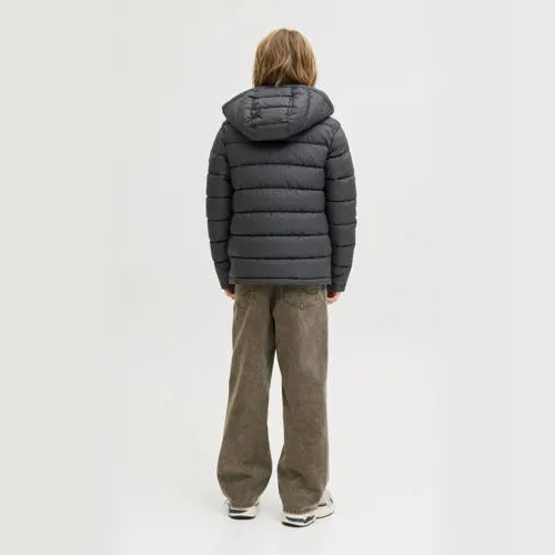 Jack & Jones Junior gewatteerde winterjas zwart met capuchon, foto 3