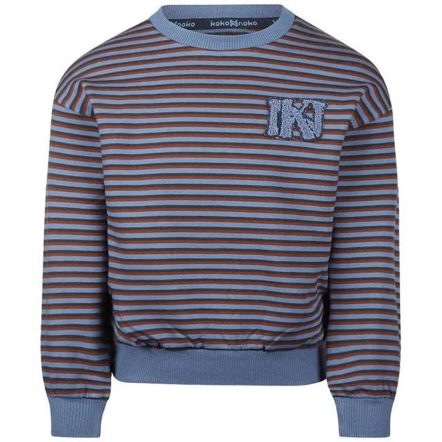 Koko Noko rechtvallende gestreepte sweater - blauw/zwart/rood