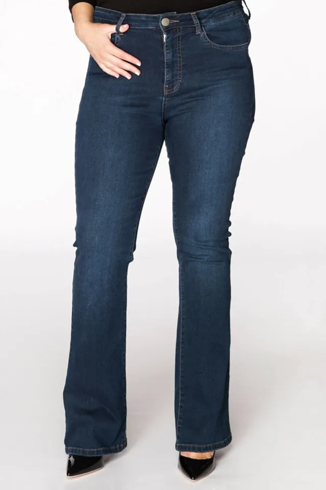 Yoek high waist flared jeans dark denim, foto 3