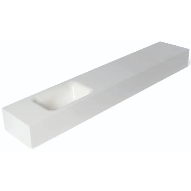 Luca Sanitair Fontein Luca Sanitair Lea 120x22x12 cm Mineral Stone Links Zonder Kraangat Glans Wit