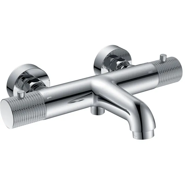 Wiesbaden Badmengkraan Thermostatisch Wiesbaden Ribbd Hartafstand 15 cm Chroom