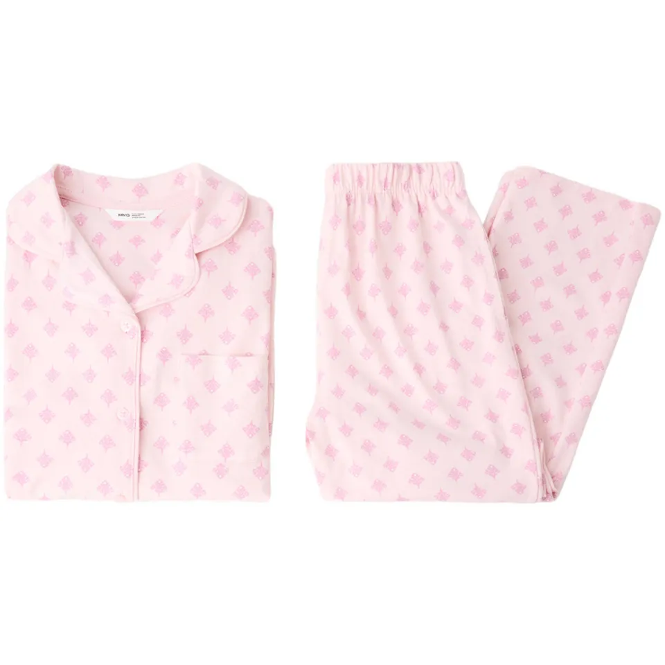 Mango pyjama met bloemenprint roze, foto 2