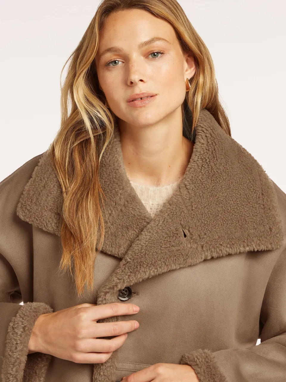 Beaumont faux fur jas - taupe, foto 4